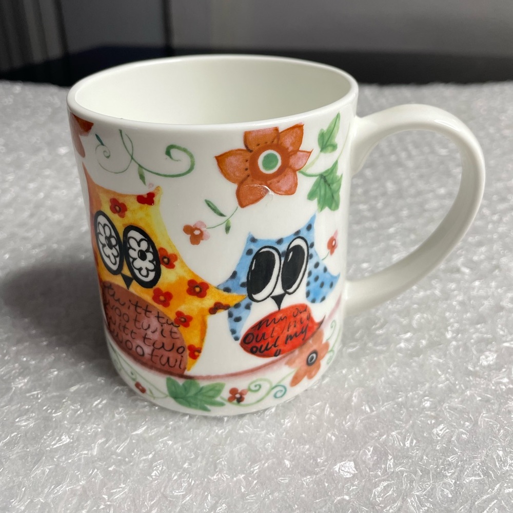 Fine Bone China Rose Of England Whimsical Fun Owl Mug